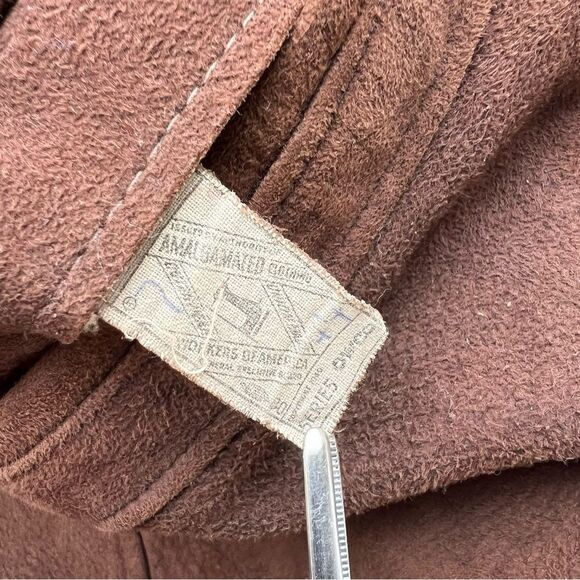 VINTAGE 70s McGregor Coat Whiskey Brown Suede Leather Bomber Barn Jacket | Sz 44 - Picture 12 of 14